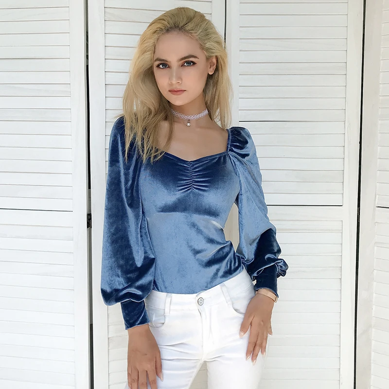 Женское бархатное боди с открытой спиной элегантное квадратным вырезом и