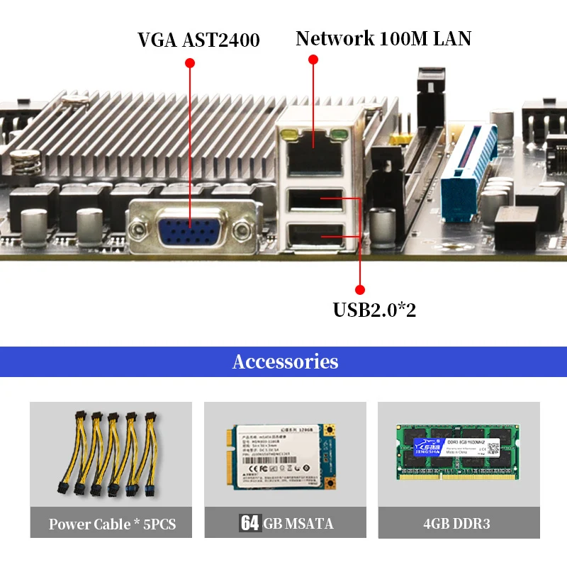 Материнская плата JINGSHA 5 GPU для майнинга биткоинов набор этериума с 4 Гб DDR3 1600 МГц