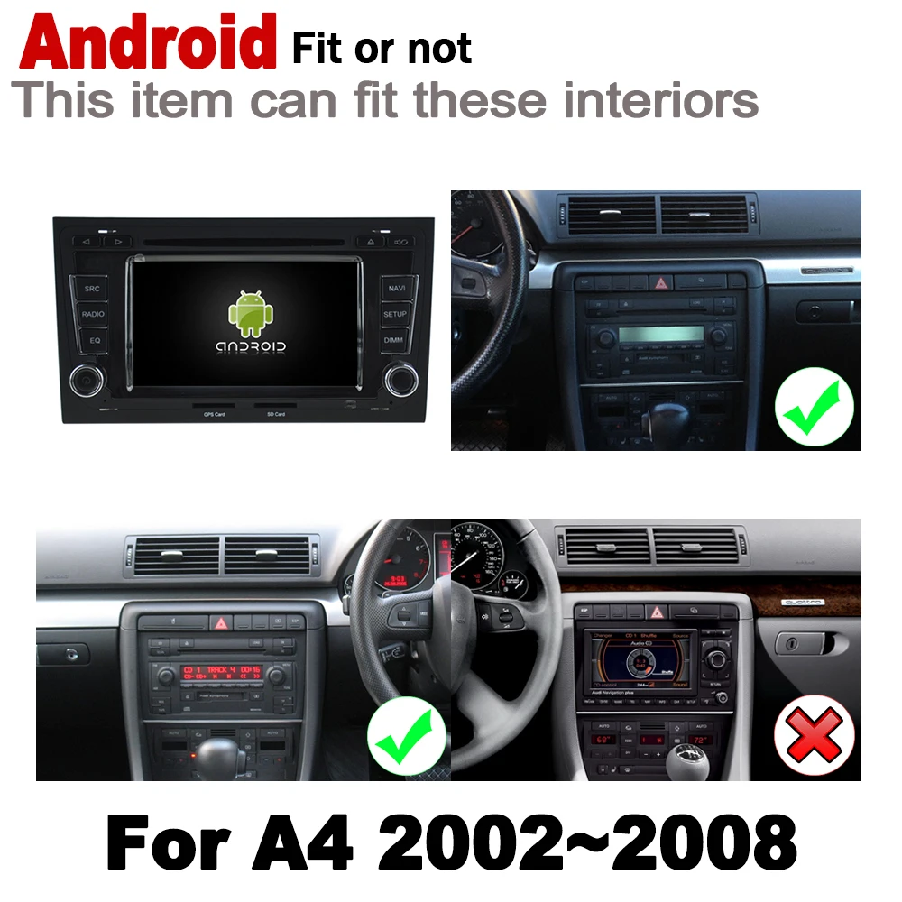 Автомобильный мультимедийный проигрыватель 2 DIN IPS Android DVD GPS для Audi A4 S4 RS4 8E 8H 2002 ~ 2008