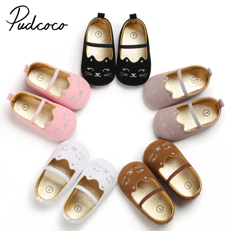 

Одежда для новорожденных, для тех, кто только начинает ходить, детская обувь 2020 коляска для новорожденного в стиле Мери Джейн для девушек принцесса Мокасины без рукавов с принтом кошки; Мягкая обувь