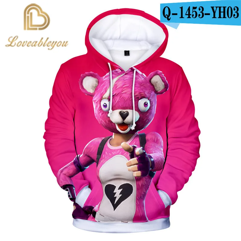 

Pink Bear Battle Game 3D Hoodie Children Hoodies Streetwear Hip Hop Warm Hoody Sweatshirts Hoodie Harajuku Victory Royal