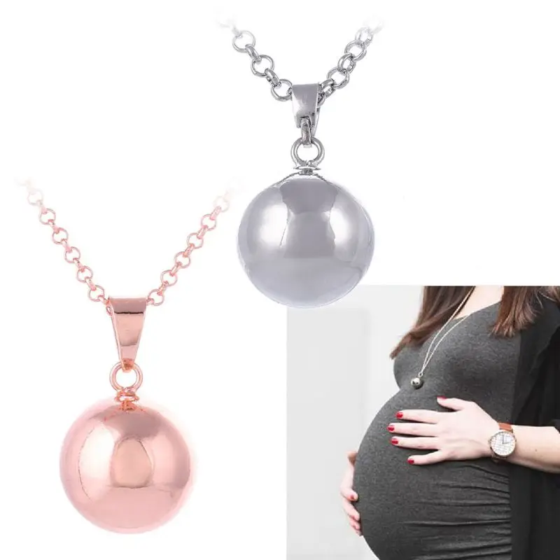 

Harmony Ball Necklace Brilliant Pregnancy Vintage Chime Bola Pendant 40" Long Chain Necklace for Mother Bady Jewelry