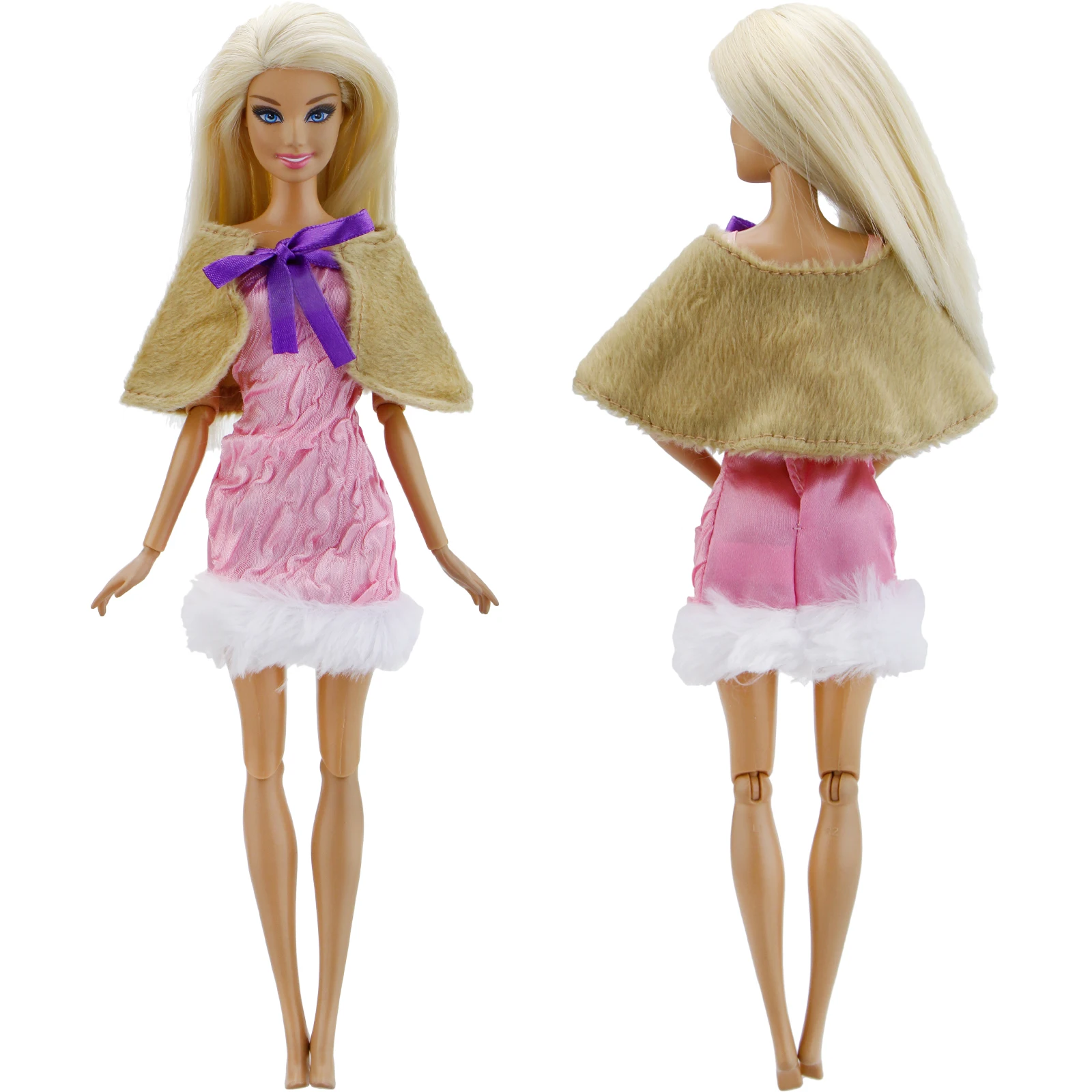 1 Модная Кукла аксессуары мини розовое платье + желтая шаль повседневная одежда