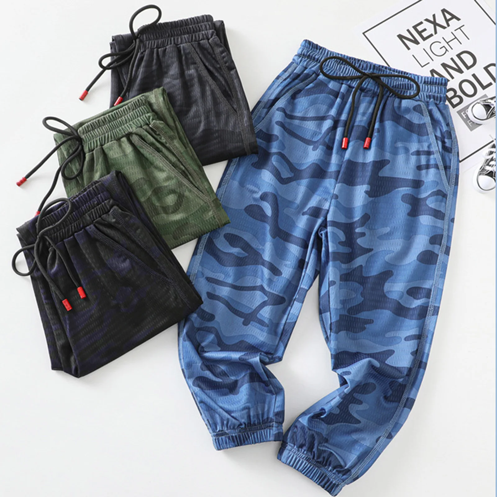 Брюки детские спортивные дышащие сетчатые быстросохнущие штаны с эластичным