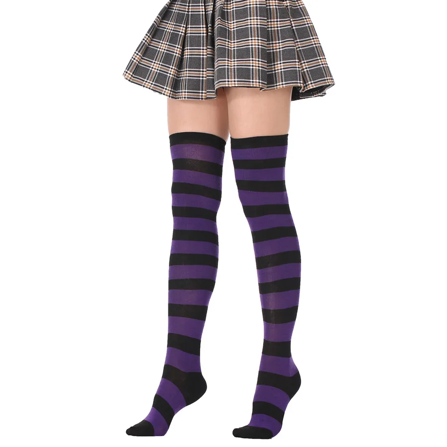 

New Women Girls Socks Cotton Funny Female Non-slip Over High Knee Long Socks Stripe Print 27 Colors Sweet Sexy Cute Hip Hop Sox