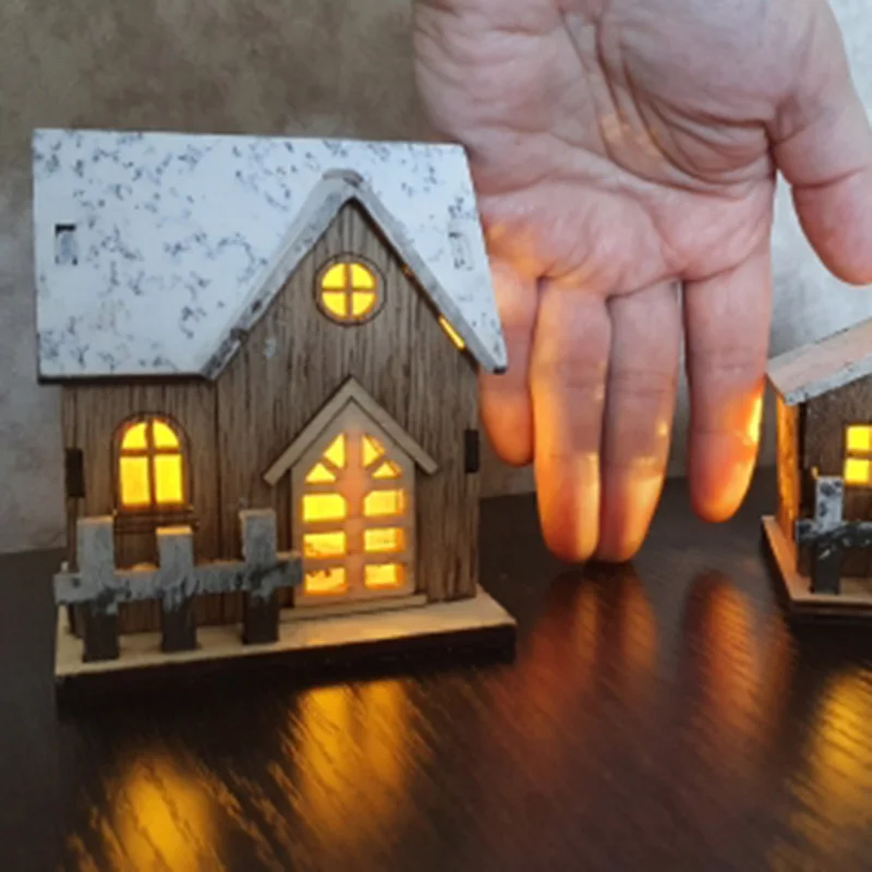 christmas luminous cabin christmas wooden house glittery led light home decoration fairy night lamp pendant prop led candle gift free global shipping