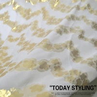 silk georgette chiffon fabric dress large and wide white horizontal gold woven clothing diy patchwork tissue