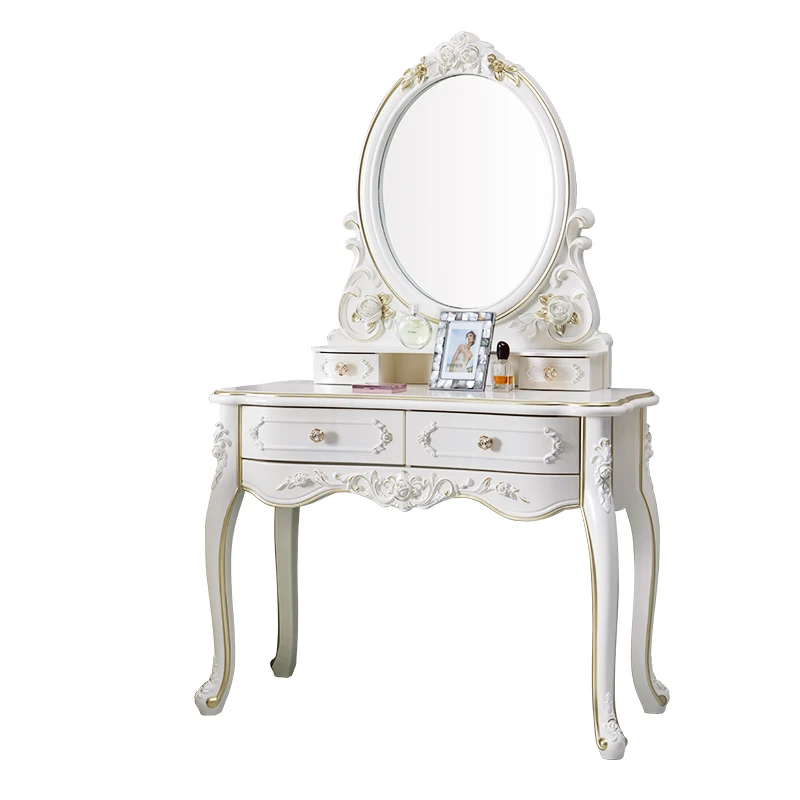 

European Dressing Table Carve Celebrity Makeup Table Penteadeira Bedroom Furniture Vanity Mirror Makyaj Masasi Kaptafel Cheap