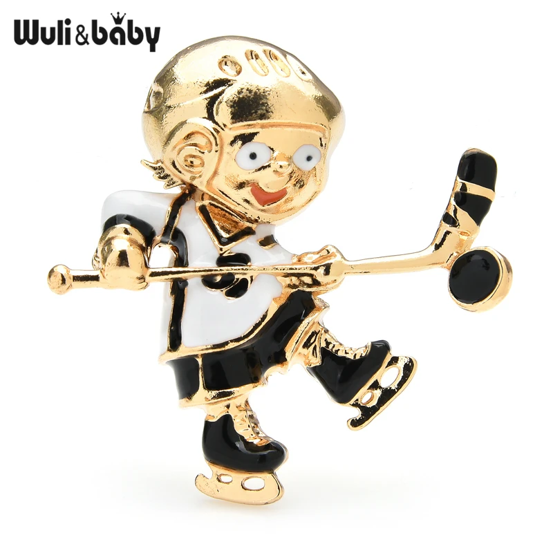 Wuli &amp baby эмалевые броши для игры в хоккей на льду женщин мужчин спортивная брошь