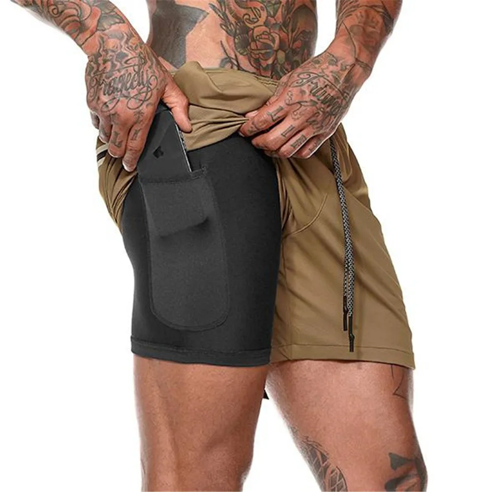 

Summer Running Shorts Men 2 in 1 Sports Jogging Fitness Shorts Training Quick Dry Mens Gym Men Plus Shorts Sport Gym Short Pants