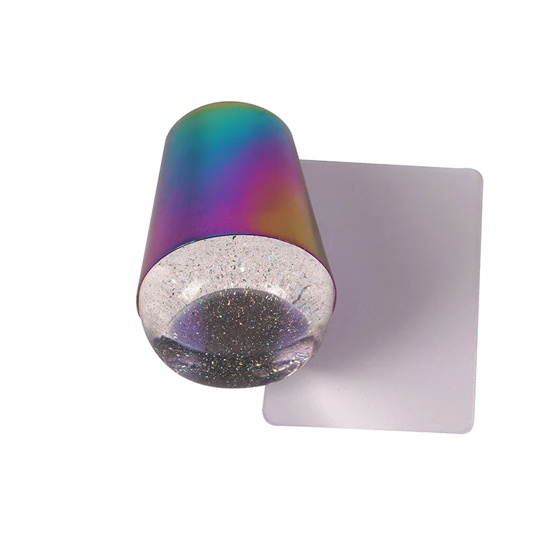 stamper 4cm Большой Bling XL стемпер(синий) 4 см кристальная ручка голографическая головка Stamper силиконовый мягкий штамп скребок полировка, ногти краска Stamper - Цвет: stamper 4cm