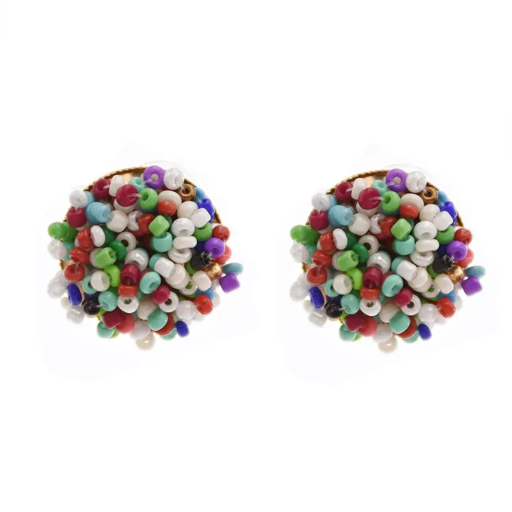 Богемные красочные серьги гвоздики из полимерных бусин для женщин и девушек