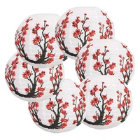 6 pack 12inch red cherry flowers paper lantern white round chinese japanese paper lamp for home wedding party decoration
