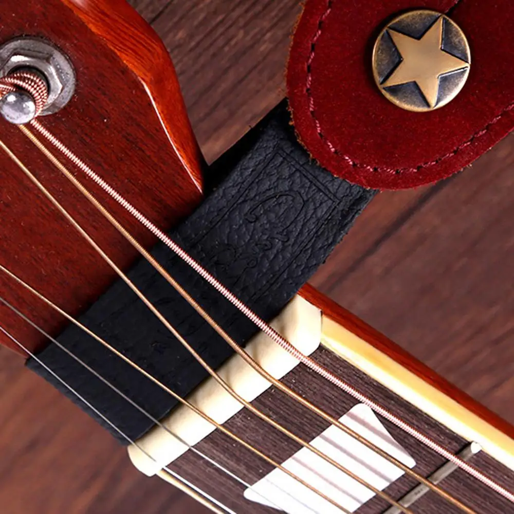gitarre neck strap gitarre strap leder kopf gürtel halter taste safe lock ukulele bass folk akustische elektrische gitarre zubehör free glob