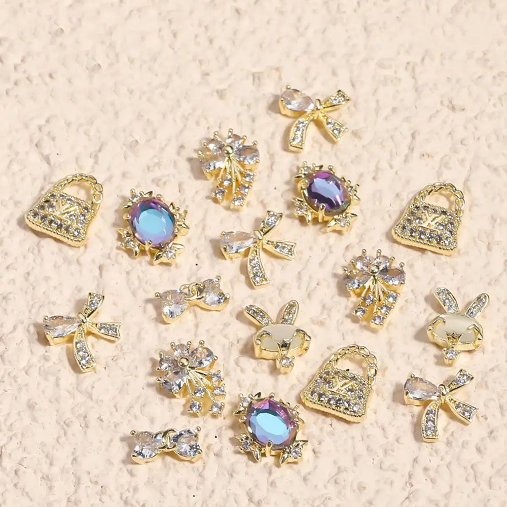 Украшения для ногтей из циркония галстук-бабочка милый кролик блеск модное