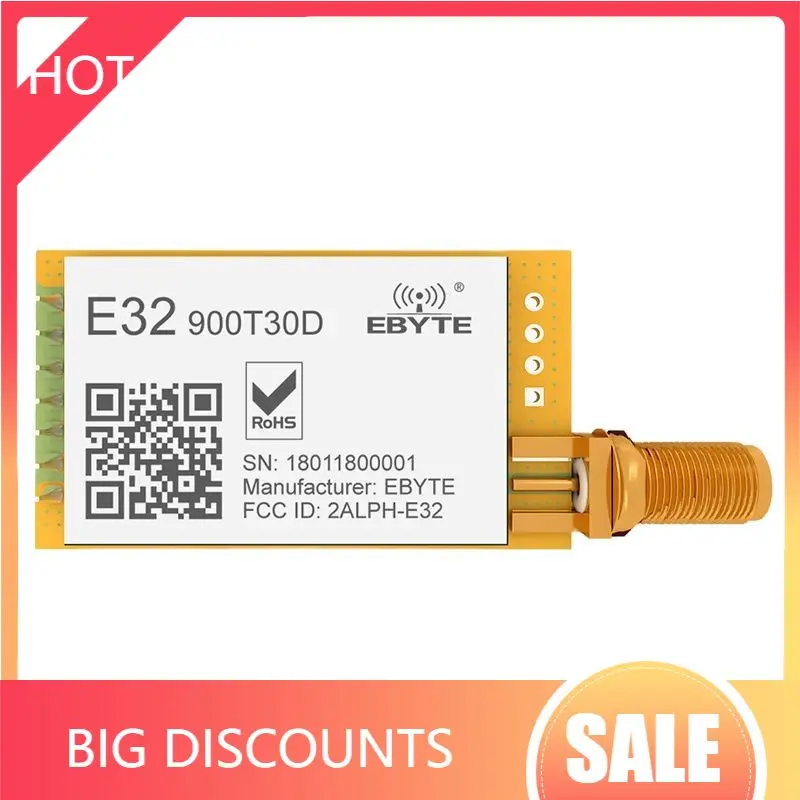 

SX1276 LoRa Module 30dBm 868MHz 915MHz Wireless UART Transmitter CDEBYTE E32-900T30D SMA-K Antenna Long Range DIP 8km IoT DIY