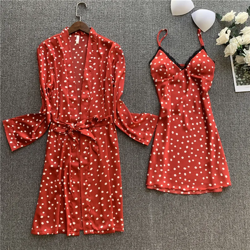 Женские атласные привлекательные пижамные комплекты женская ночная рубашка с