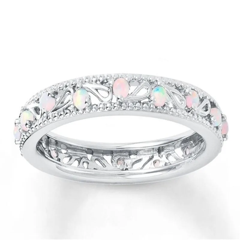 

Hot Selling New Fashion Women Wedding Jewelry Hollow Out Natural Rainbow Ring Wedding Bride Engagement Rings