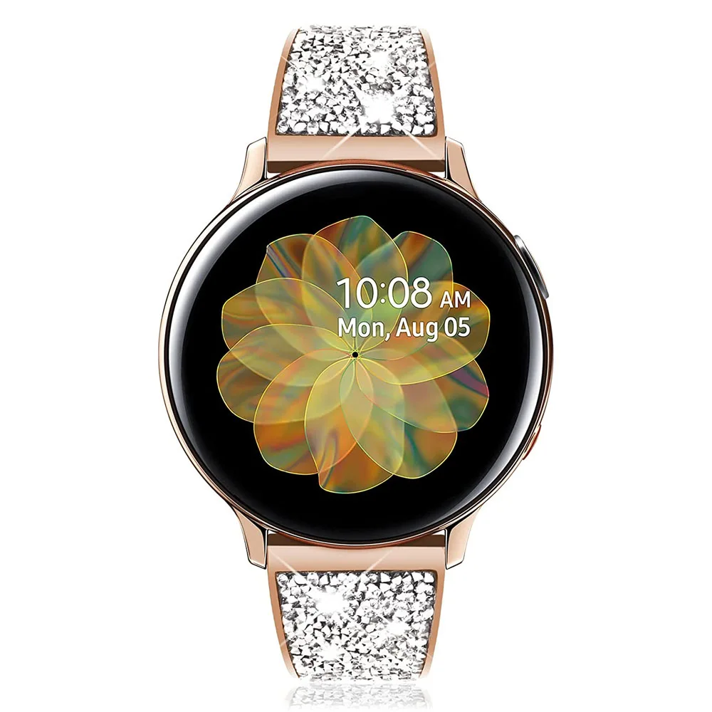 Дорогой ремешок для часов Samsung Galaxy Watch 3 41 мм/Galaxy 4/ 4 Классический блестящий женский