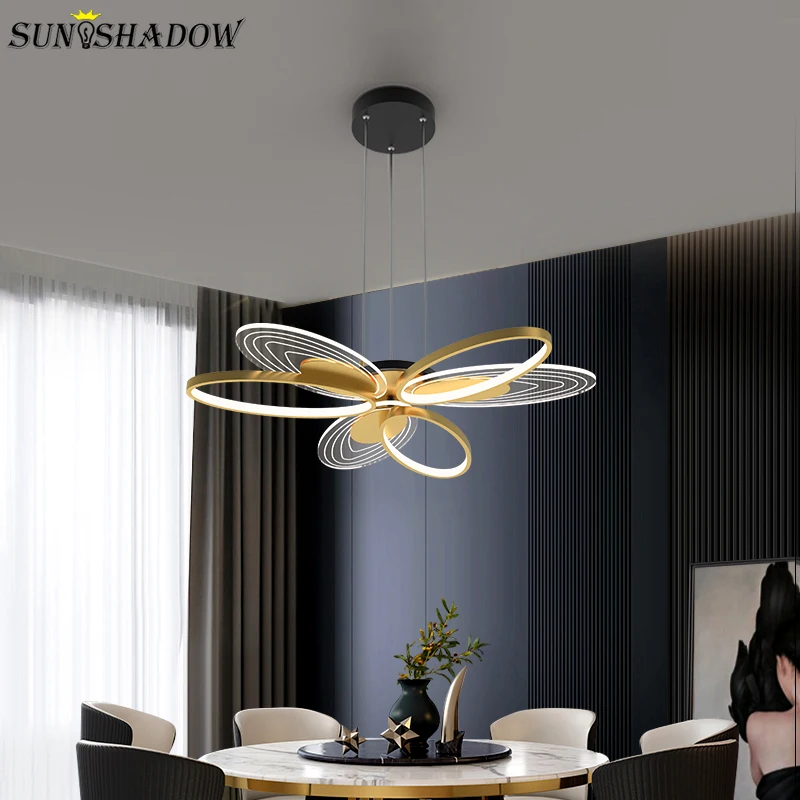 

Светодиодная люстра для дома, 110 В, 220 В, золотистая и черная