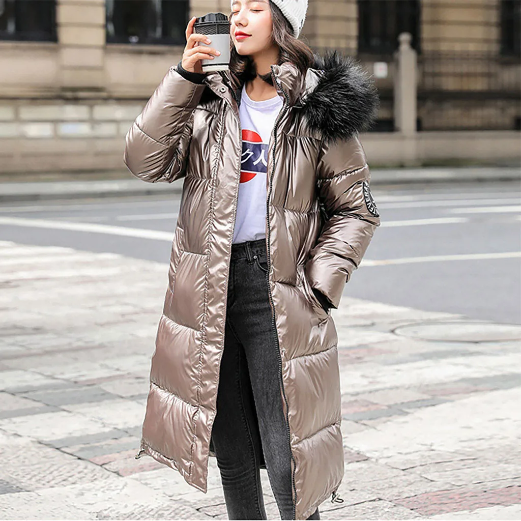 Женские пальто из искусственного меха зима 2019 Длинные парки для женщин плотное