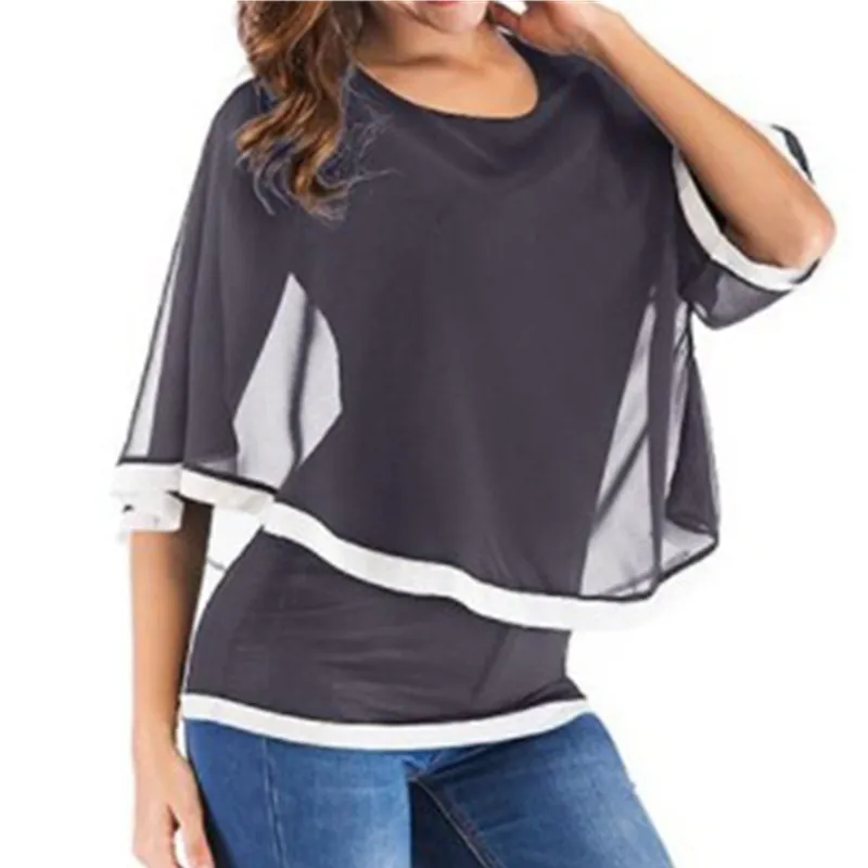 

Женская шифоновая рубашка, повседневный пуловер с коротким рукавом, дышащая, летняя, 2021