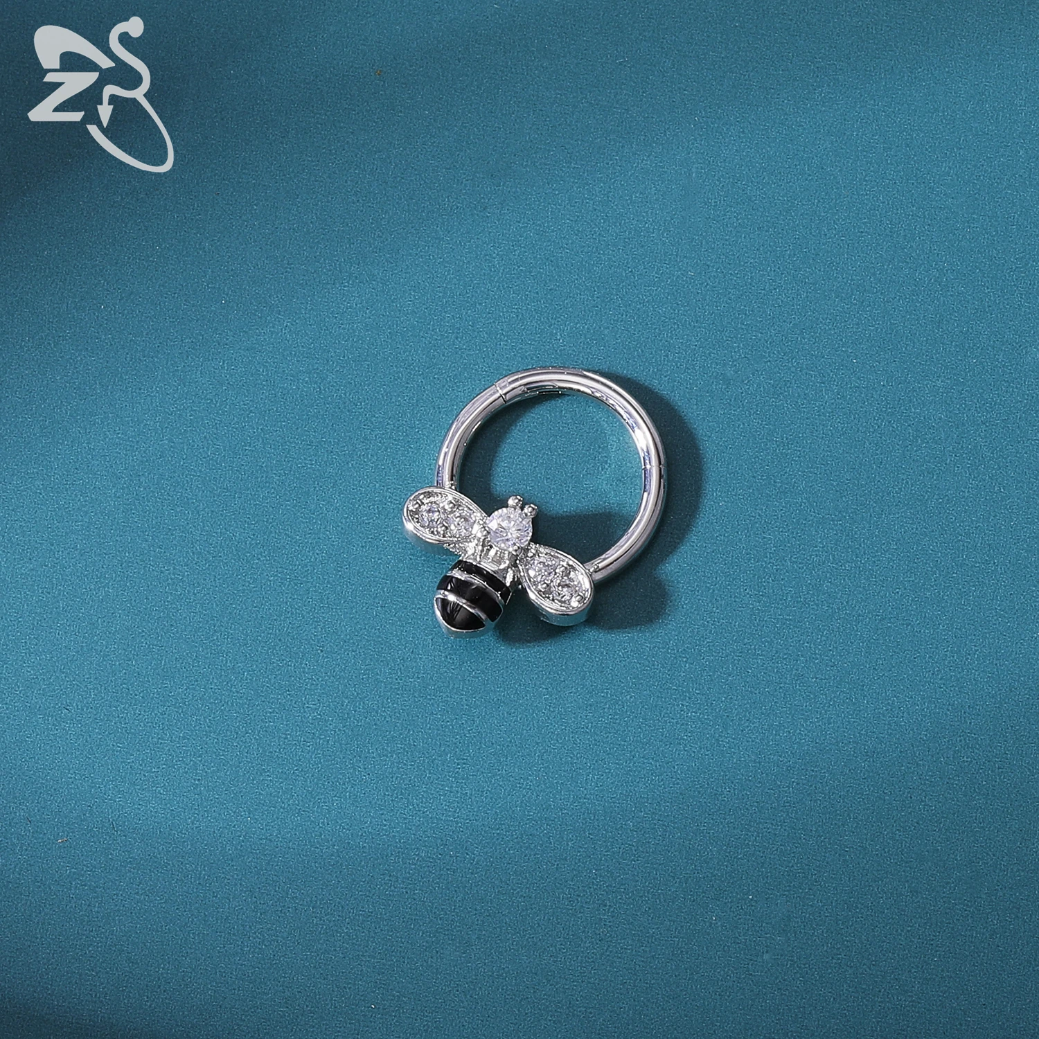 Кольцо для пирсинга ZS 1 шт. с фианитами |