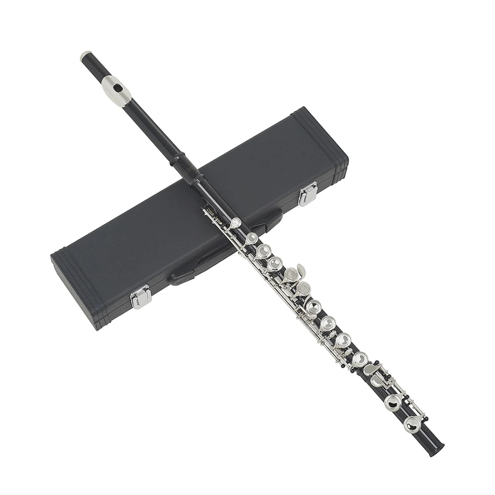 

16 Флейта с отверстиями высококачественный древесный инструмент черный C Ключ латунная концертная Флейта с кожаной коробкой аксессуары для ...