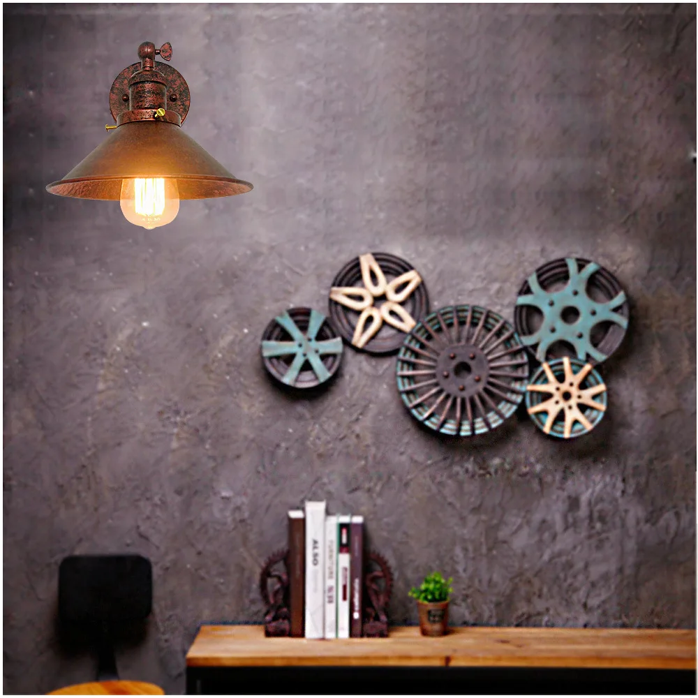 

Vintage Industrial Wind Iron E27 Wall Lamp Creative Umbrella Style Wall Light For Restaurant Bar Cafe Home Hotel Decoration