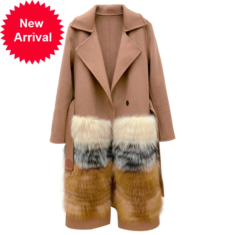 

Женское зимнее меховое пальто, куртка 2020 Ins, лидер продаж, Женское шерстяное пальто большого размера с поясом, парка, Тренч CT076