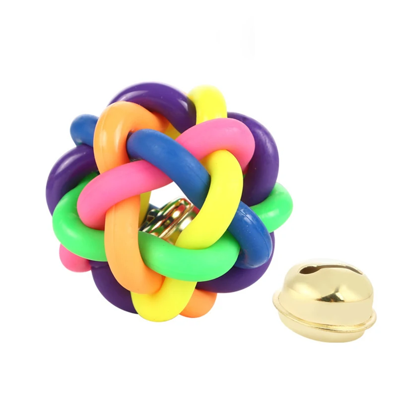 Игрушечный мяч для собак разноцветный Радужный резиновый колокольчик