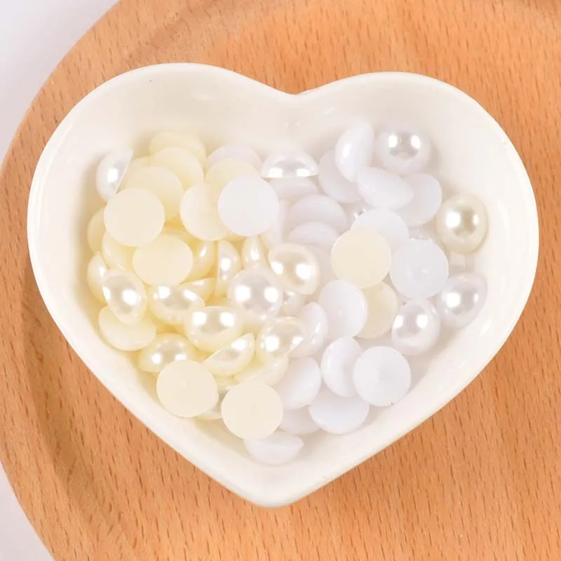 Белое бежевое полукруглые разноцветные плоские с оборота перламутровые бусинки