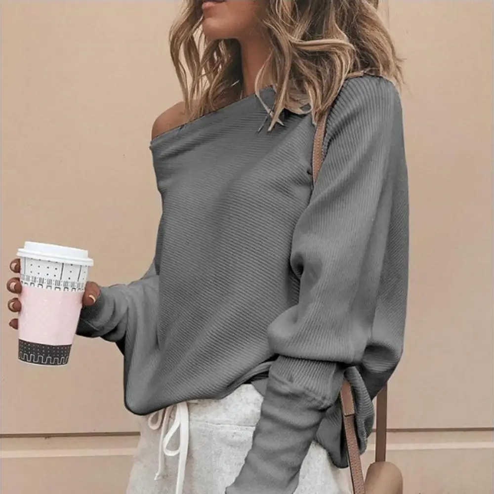 С рукавами летучая мышь Повседневное свободный свитер Топы пуловеры для