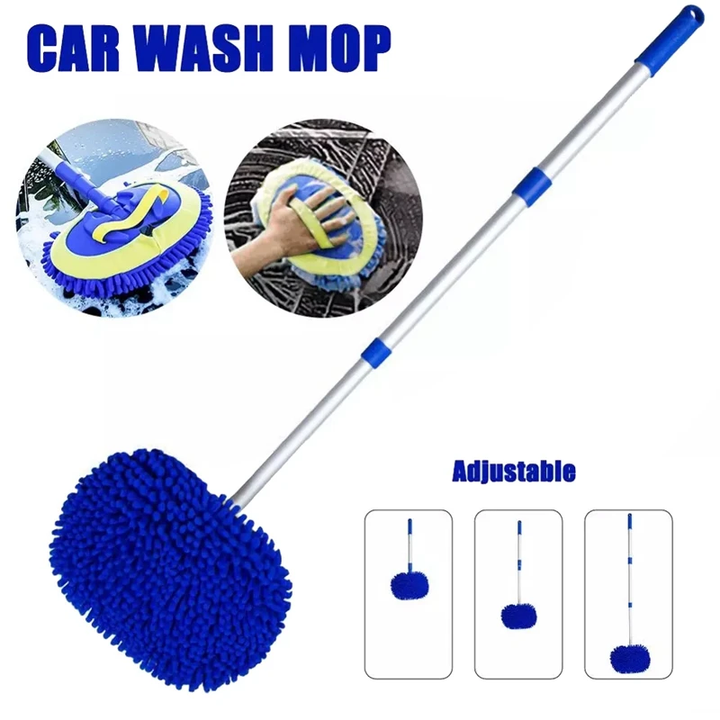 

Car Adjustable Aluminum Cleaning Brush Telescoping Long Handle Chenille Wash Mop Brush