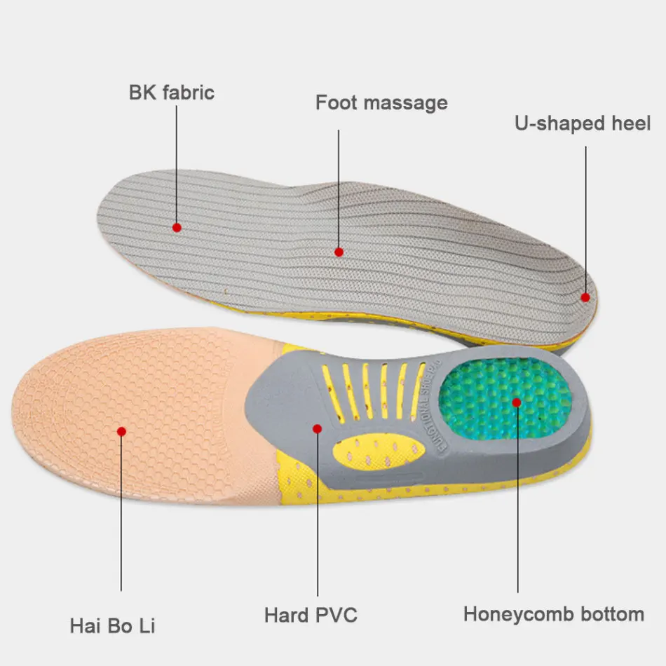 

Orthopedic Sports Insoles Pain Relief Foot Care Massage Shock Absorbent Breathable Function Elastic Soft Insole