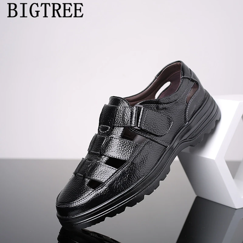 Роскошная мужская обувь Брендовая Летняя из натуральной кожи Мужские сандалии