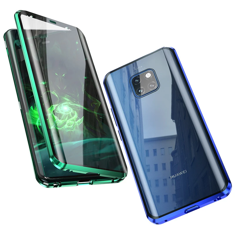 Роскошный металлический чехол с магнитным стеклом для huawei mate 20 Pro, чехол-Броня 360, защитная задняя крышка для всего тела, чехол для huawei mate 20Pro
