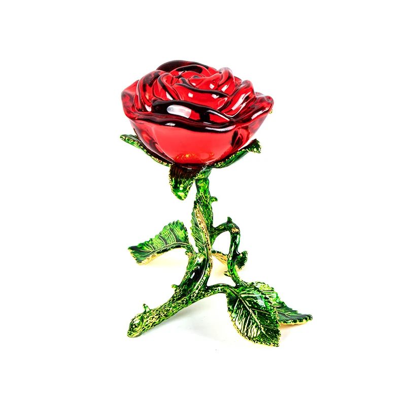 

Red Rose Flower Figurine Craft Collectible Romantic Wedding Gift for Mother's Day Birthday Valentine's Day Home Table Decor