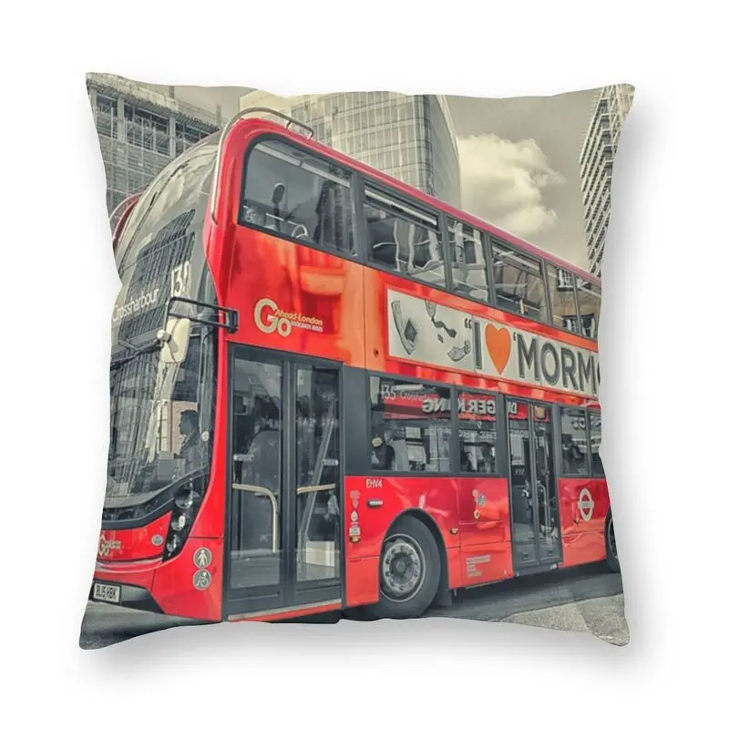 

London Mormon Bus Cushion Cover Double Side Printing British Sign Floor Pillow Case for Car Cool Pillowcase Home Decoration