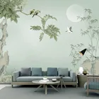 Пользовательские фото обои китайский стиль ручная роспись камень бамбуковые листья птица росписи красивый фон настенная живопись Домашний декор