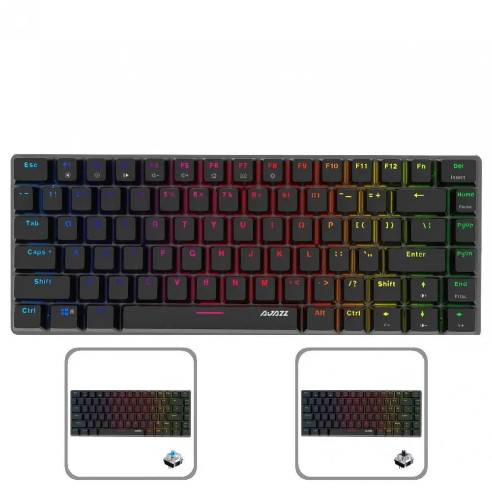

Механическая Проводная клавиатура AJAZZ, практичная клавиатура с RGB подсветкой, черная, для компьютера