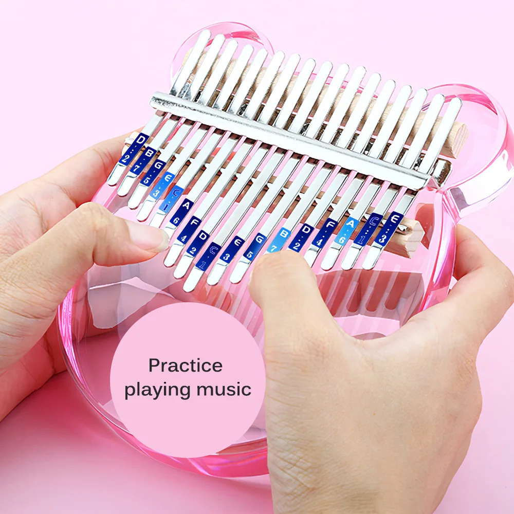 

Portable 17 Keys Mini Thumb Piano Toy Cute Thumb Piano Musical Instrument Transparent Acrylic Thumb Piano Kids Beginner Gift