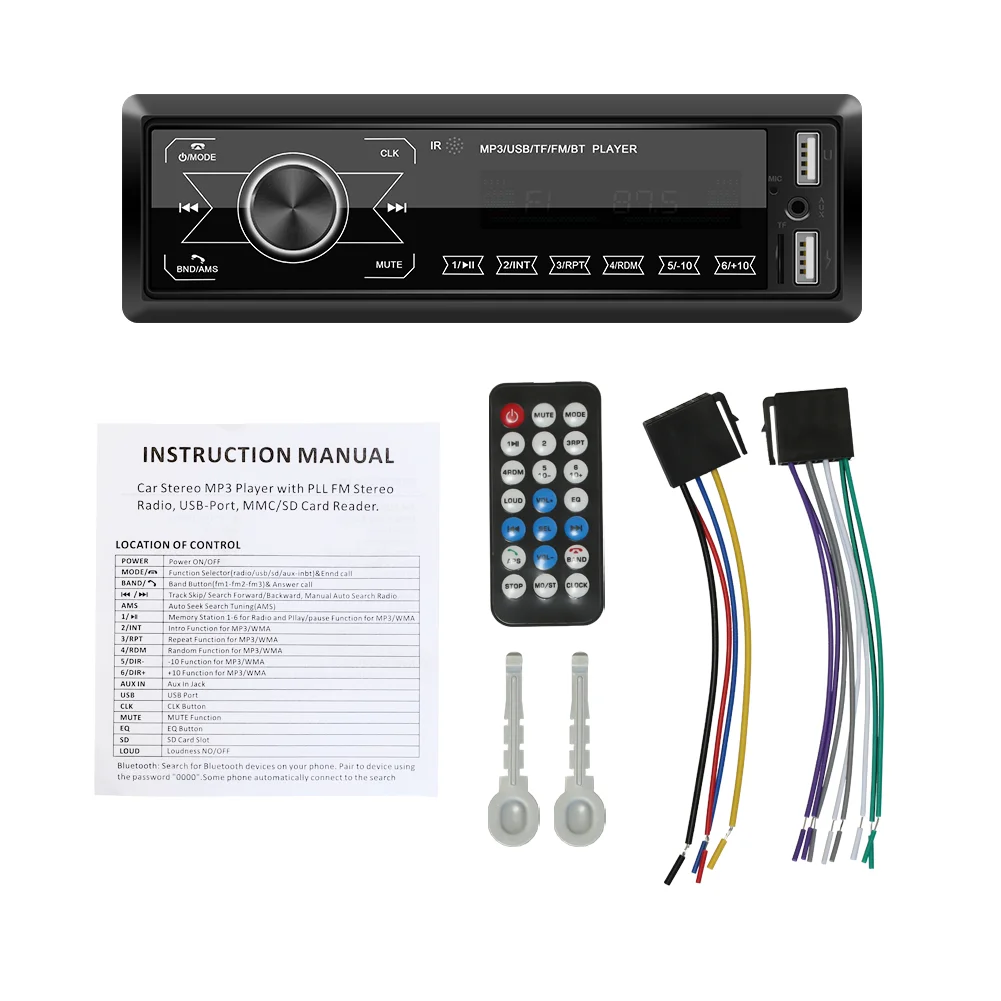M10-touch buttons 2 в 1 Din Bluetooth автомобильное радио аудио стерео MP3 плеер 7 цветов светильник сенсорные клавиши Поддержка SD/FM/AUX/USB - Цвет: M10-touch buttons