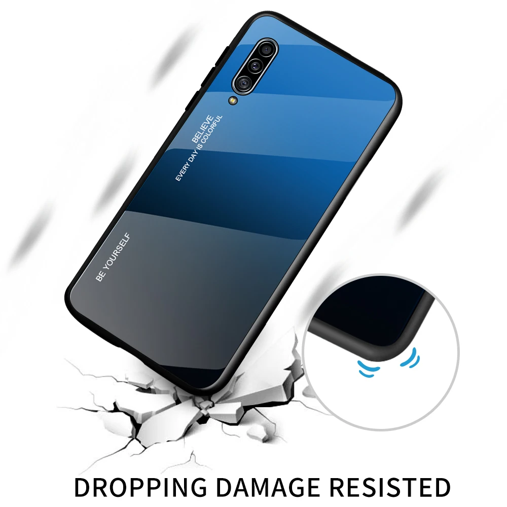 Gradient Glass Phone Case For Samsung A30 A40 A50 A70 A80 A90 5G M10 M20 M30 M40 Cover Coque Shockproof |