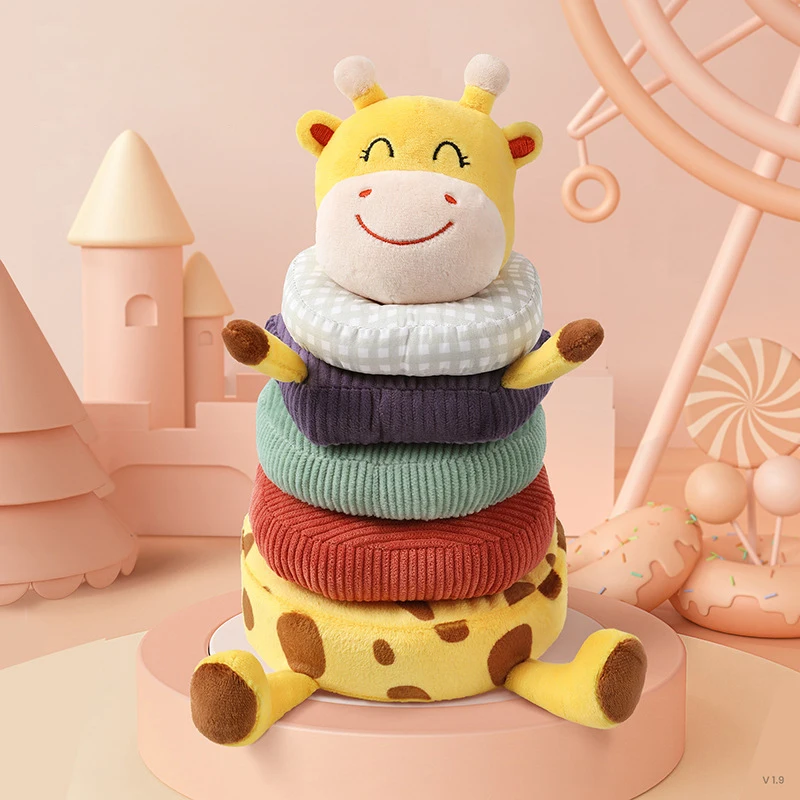 

Baby Soft Plush Animal Giraffe Stacking Toys Kids Rattle Teethers for Toddler Infants 0-12 Months Boy Girl Early Educational Toy