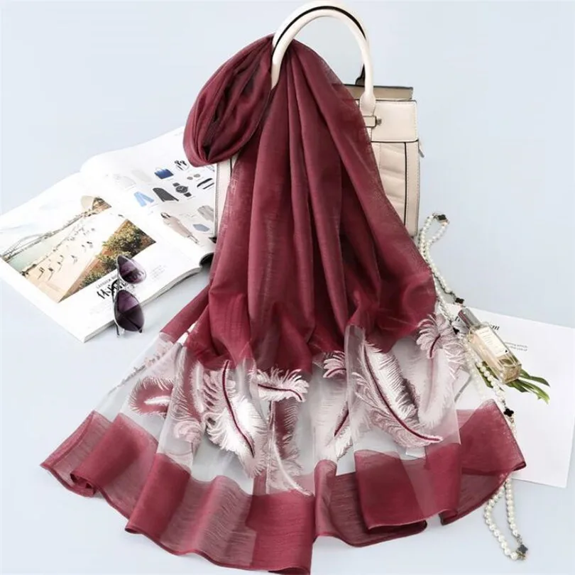 LJCUIYAO женский шарф модный весенний Летний Шелковый шарфы полые платки с кружевом