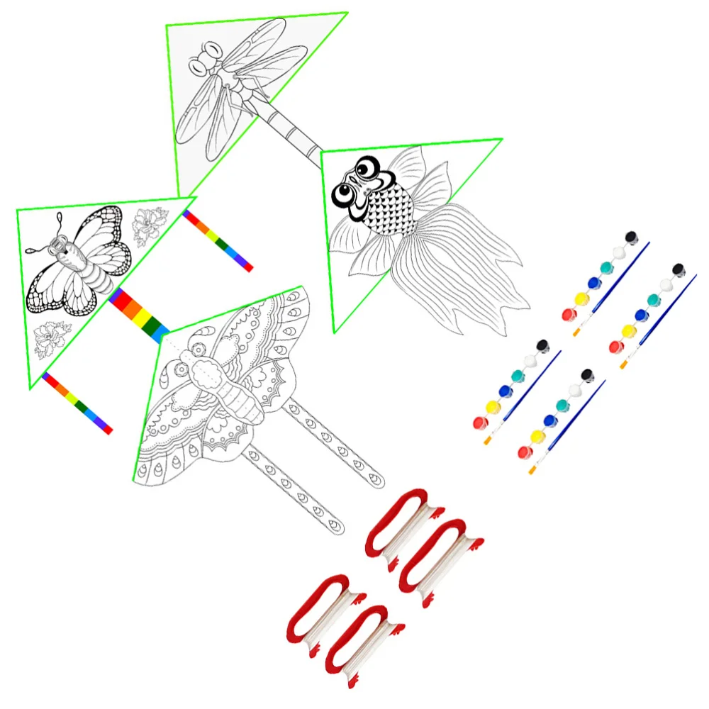 

4 Sets of Simple Kite Kits Useful DIY Props Interesting Kite Sets (White)