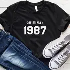 Оригинальный 1987 Футболка модная 100% из чистого хлопка эстетика 34th день рождения женская футболка на каждый день с круглым вырезом топ с короткими рукавами