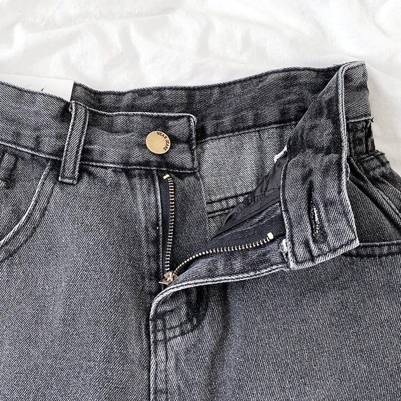 

Washed Blue Summer Elastic High Waist Loose High Wide Leg Denim Shorts
