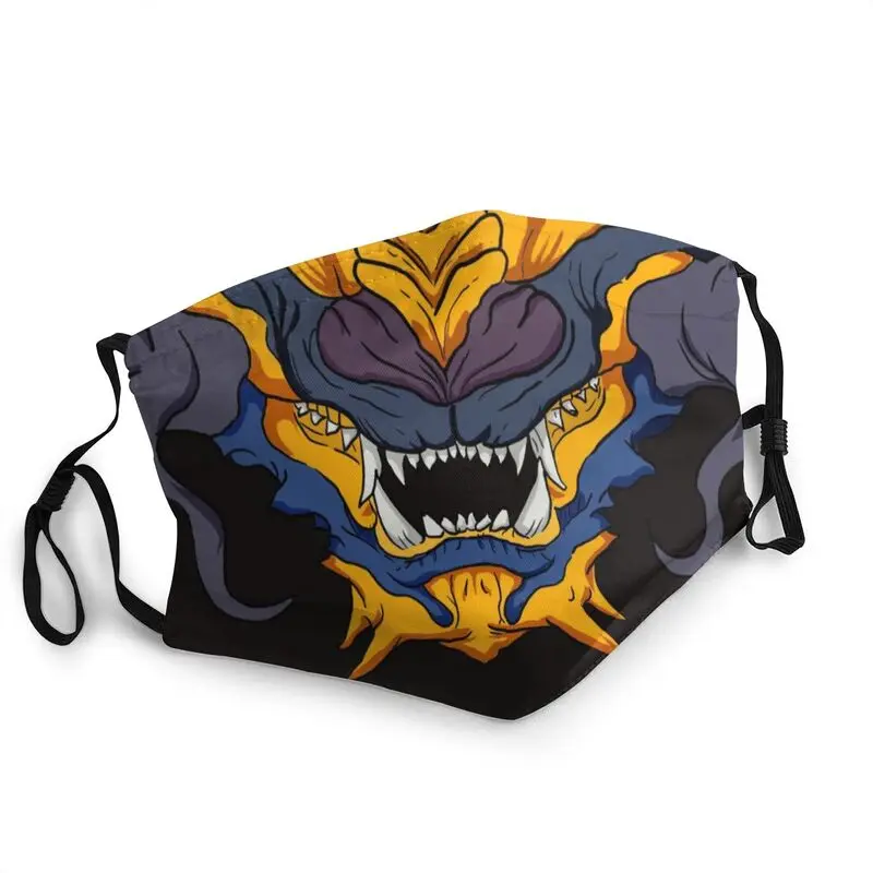 Японская фольклорная многоразовая маска для лица с золотым Драконом Мужская